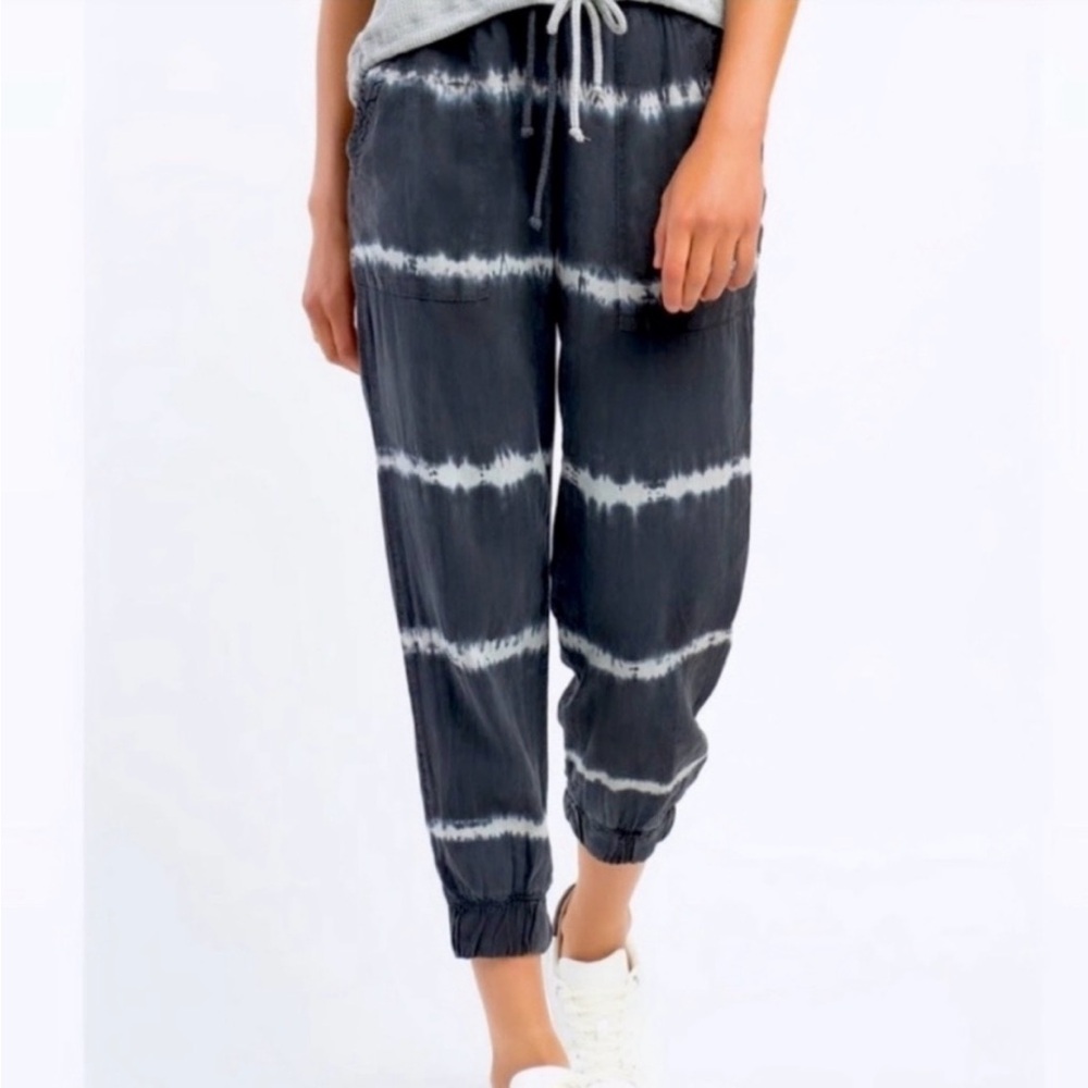 CLOTH & STONE ANTHROPOLOGIE BLACK TIE DYE ELASTIC WAIST JOGGER PANTS SZ XS